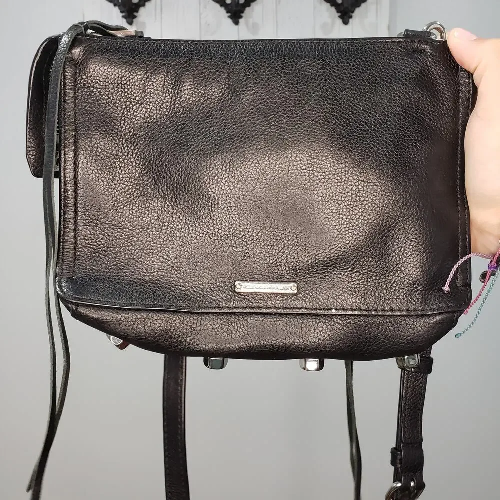 Rebecca Minkoff Mini 5 Zip Black Leather Crossbody EUC